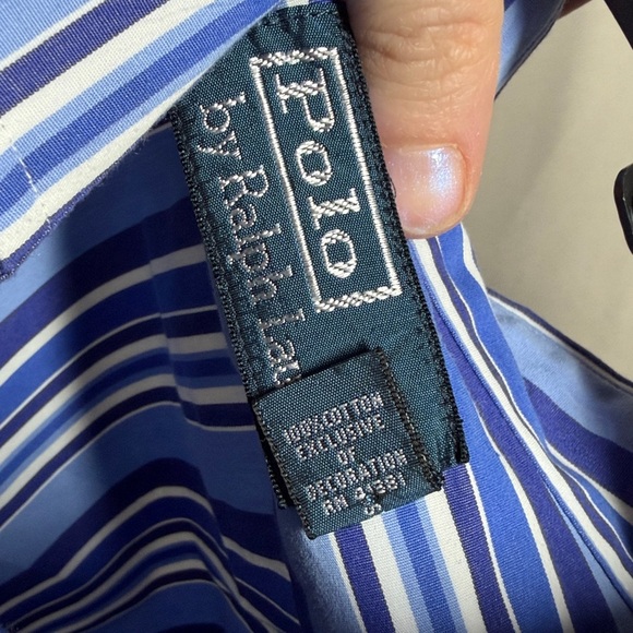 NWOT Polo Ralph Lauren Men’s Blue White Navy Striped Long Sleeve Button Down XL - Picture 4 of 6